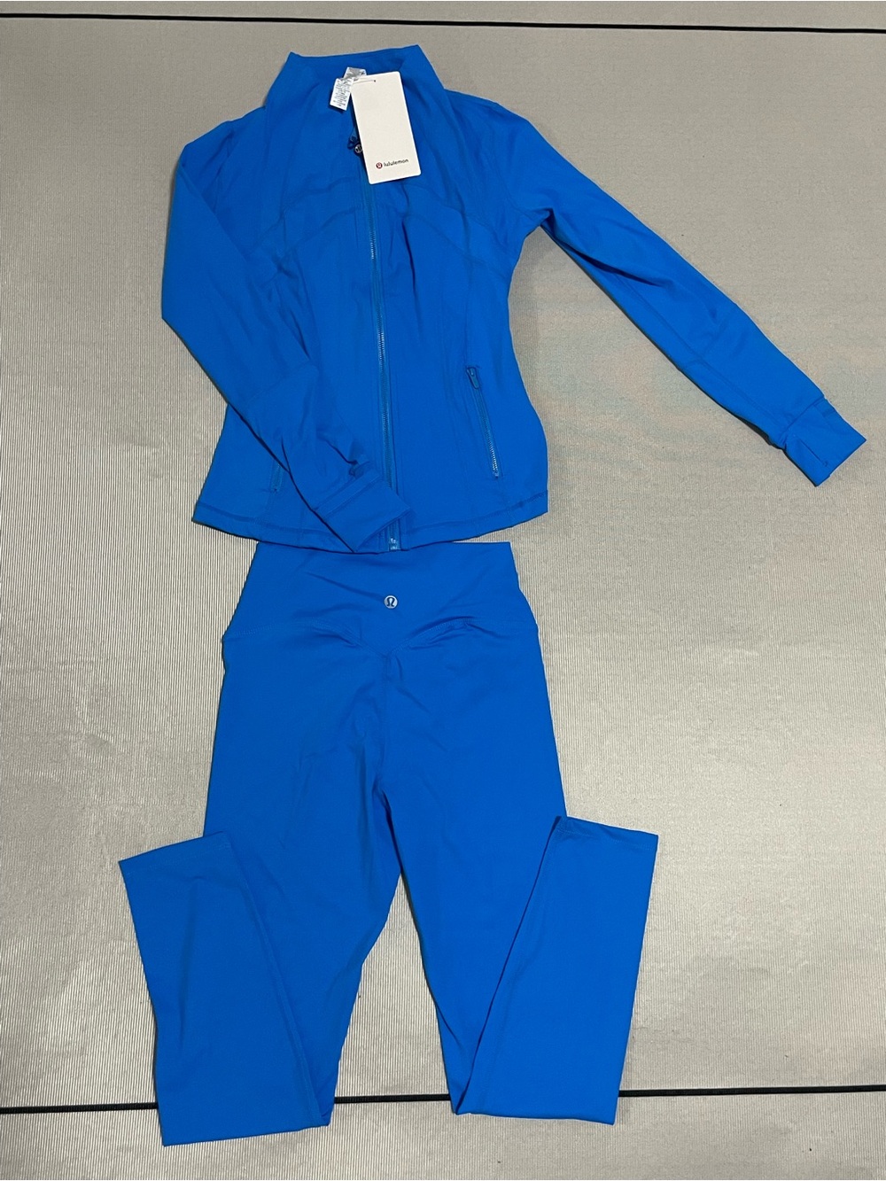 lululemon athletica Electric Blue Bomber Jacket and Leggings Set